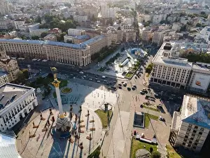 Maidan Nezalezhnosti Prints: Independence Square in Kyiv, Ukraine. Maidan. Aerial view