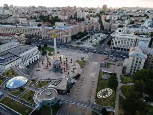 Maidan Nezalezhnosti Prints: Independence Square in Kyiv, Ukraine. Maidan. Aerial view