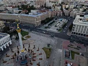 Maidan Nezalezhnosti Prints: Independence Square in Kyiv, Ukraine. Maidan. Aerial view