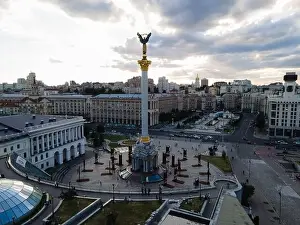 Maidan Nezalezhnosti Prints: Independence Square in Kyiv, Ukraine. Maidan. Aerial view