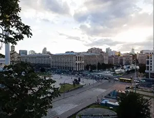 Maidan Nezalezhnosti Prints: Independence Square in Kyiv, Ukraine. Maidan. Aerial view