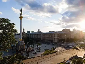 Maidan Nezalezhnosti Prints: Independence Square in Kyiv, Ukraine. Maidan. Aerial view