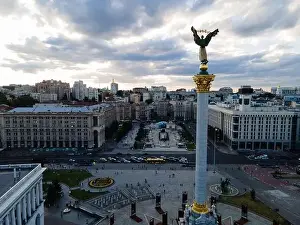Independence Square in Kyiv, Ukraine. Maidan. Aerial view
