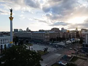 Maidan Nezalezhnosti Prints: Independence Square in Kyiv, Ukraine. Maidan. Aerial view