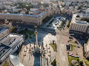 Maidan Prints: Independence Square in Kyiv, Ukraine. Maidan. Aerial view