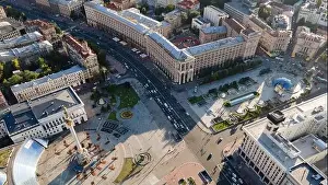 Maidan Prints: Independence Square in Kyiv, Ukraine. Maidan. Aerial view