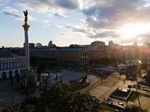 Maidan Prints: Independence Square in Kyiv, Ukraine. Maidan. Aerial view