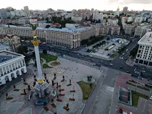 Maidan Prints: Independence Square in Kyiv, Ukraine. Maidan. Aerial view