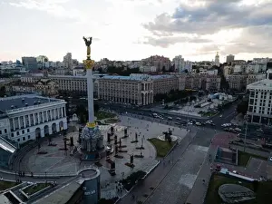 Maidan Prints: Independence Square in Kyiv, Ukraine. Maidan. Aerial view