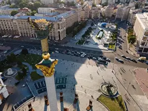 Maidan Prints: Independence Square in Kyiv, Ukraine. Maidan. Aerial view