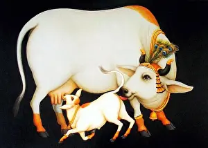 Calf Prints: India: A common representation of a holy cow - often portrayed as Krishna's cow - and calf