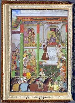 South Asian Prints: India: Emperor Shah Jahan (5 January 1592 - 22 January 1666) receives Ali Mardan Khan in his durbar (court)