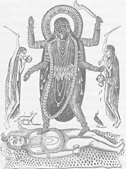 Sikh Prints: INDIA. The Goddess Kali 1892 old antique vintage print picture