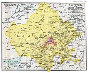 South Asian Prints: India: Imperial Gazetteer of India map of Rajputana with Ajmer-Merwara by J