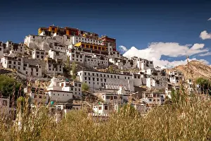 Himalayan Prints: India, Ladakh, Leh Valley, Thiksey Gompa, Gelug school Buddhist Monastery on hilltop