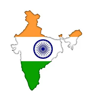 New Delhi Prints: India map flag icon