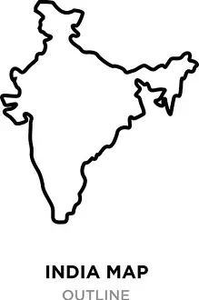india map outline png on white background, vector illustration