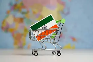 Producing Prints: India national flag in miniature shopping trolley cart