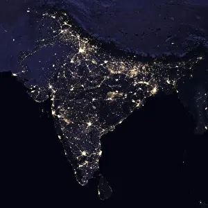 India night view from space. Elements of this image furnished by NASA