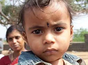 Tamil Nadu Prints: Indian baby with Bindi mark between the eyebrows