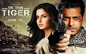 Indian Bollywood Hindi film movie poster of Ek Tha Tiger Salman Khan Indian actor Katrina Kaif Indian actress