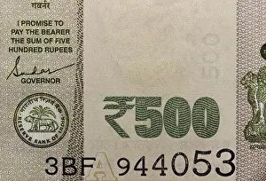 Cashless Prints: Indian currency 500 rupee close up