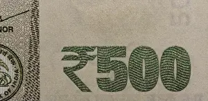 Cashless Prints: Indian currency 500 rupee close up