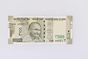 Indian currency 500 rupee note on whit background