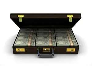 Briefcase Prints: Indian currency notes in a briefcase