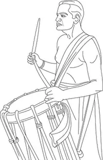 Instruments Prints: Indian folk musician playing music instrument chenda