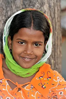 Pleasant Prints: Indian girl, portrait, Kalakho, Rajasthan, North India, India, South Asia, Asia
