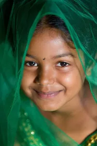 Veil Prints: Indian girl Shalini with veil Andhra Pradesh South India