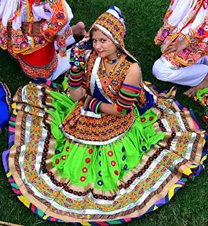 Gujarat Prints: Indian girls practice the Garba dance steps in preparation for the Navratri festival in Ahmadabad