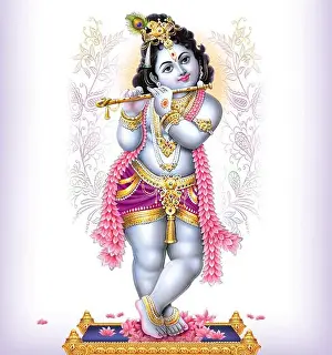 West Bengal Prints: Indian God Lord Krishna High Resolution Illustration