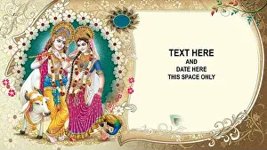 Hindu Festival Prints: Indian God Radhakrishna, Indian Lord Krishna, Indian Mythological Image of Radhakrishna