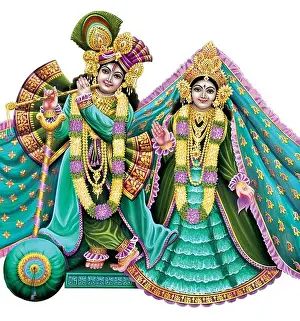 Hindu Festival Prints: Indian God Radhakrishna, Lord Krishna, Indian Mythological Images