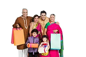 Saree Prints: indian Group Joint Family diwali Festival Gift shopping
