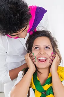Creative Ideas Prints: indian holi Festival Couple fun Color