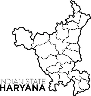 Blank Prints: Indian map haryana map with district illustration vecor, distrtict map