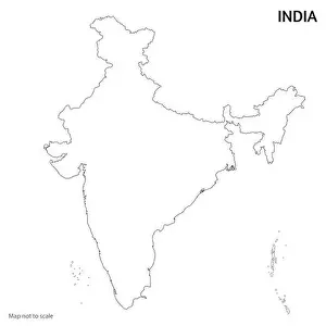 State Symbol Prints: Indian Map outline vector illustration