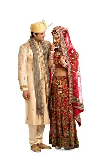 Sari Prints: Indian newlywed couple in traditional wedding dress