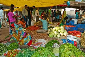 Farmers Market Prints: Indian open-air market in Mocha Village, Madya Pradesh, India