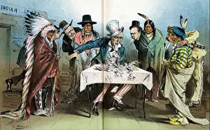 Chromolithograph Prints: Our Indian policy;a house of cards by Joseph Ferdinand Keppler