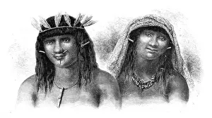 Headwear Prints: Indian Siriniris. vintage engraved illustration. Le Tour du Monde, Travel Journal, (1872)