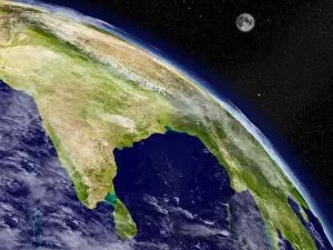 Lanka Prints: Indian subcontinent on planet Earth viewed from space
