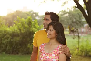 Heterosexual Prints: Indian young couple in a park