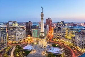 Images Dated 9th November 2017: Indianapolis, Indiana, USA skyline over Monument Circle