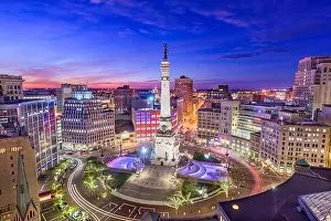 Indianapolis, Indiana, USA skyline over Monument Circle