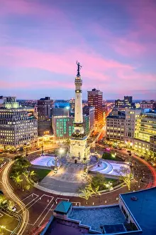 Indianapolis, Indiana, USA skyline over Monument Circle