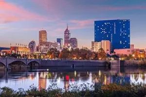 Indianapolis, Indiana, USA skyline on the White River at dusk